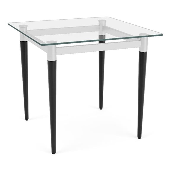 Lesro Ravenna Lounge Reception End Table 22x22" Glass Top  in Black