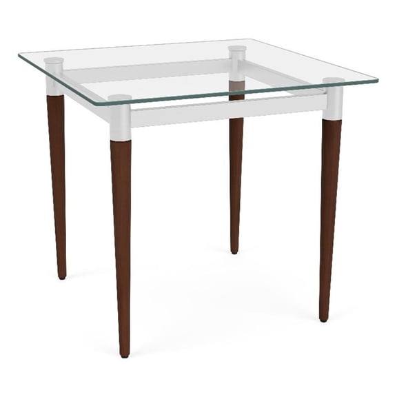 Lesro Ravenna Lounge Reception End Table 22x22" Glass Top  in Walnut