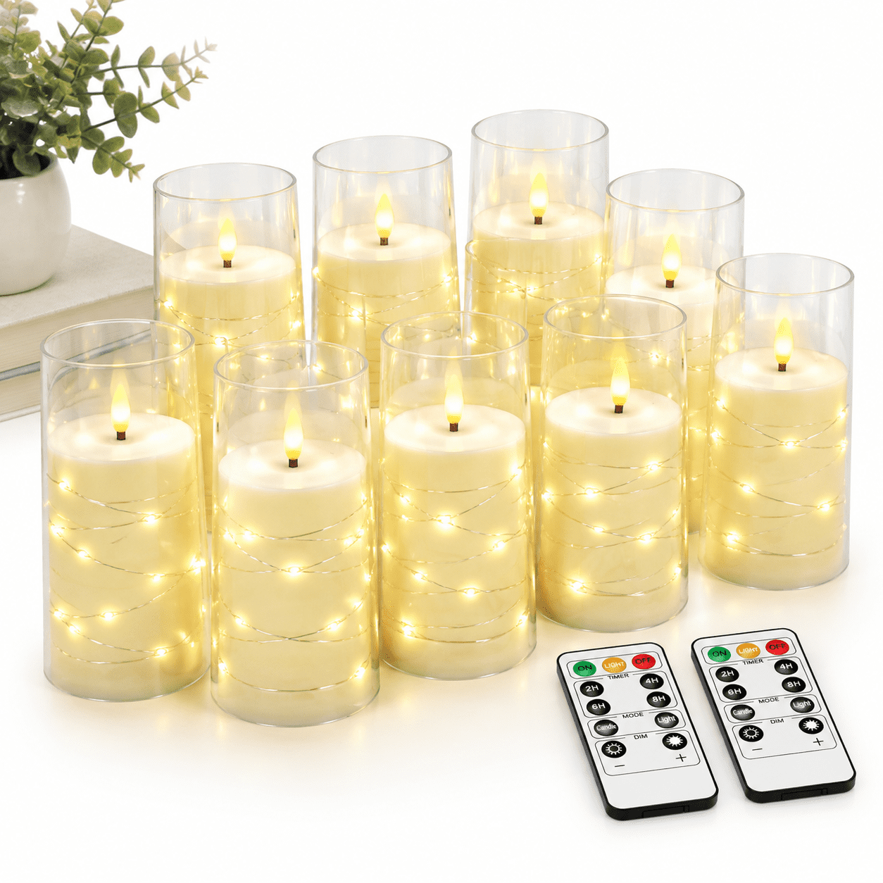 Skip Remote Operating Less Candles With Embedded Star String - Operated Led Remote 12 ...