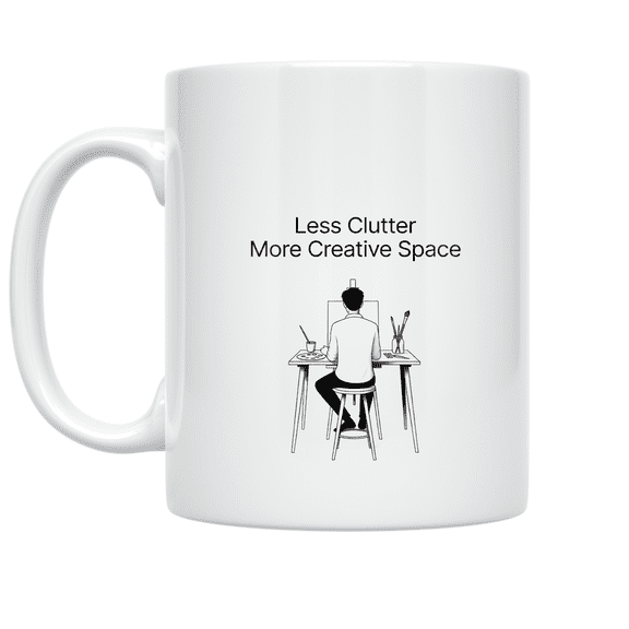Less Clutter More Creative Space - Art Studio Enthusiast - 11 oz Ceramic Coffee Mug