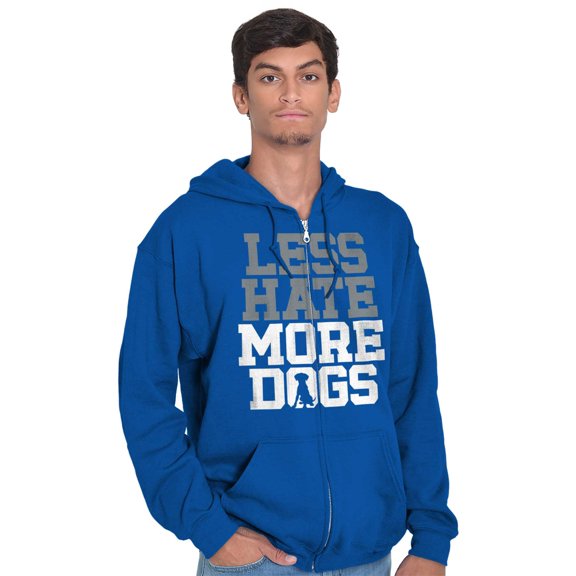 Less Hate More Dogs Peace Relaxed Pet Zip Up Hoodie Men's Women's Brisco Brands X