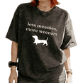 thumbnail image 1 of Less Meanies More Weenies Dachshund Silhouette Pet Lover Graphic Tees T-shirt Tops Short Sleeve Black S-2XL Plus Size, 1 of 5