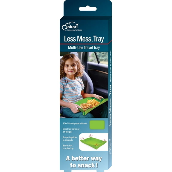 Jokari Less Mess Tray - Multi-Use Travel Tray, Green, Reusable, Silicone