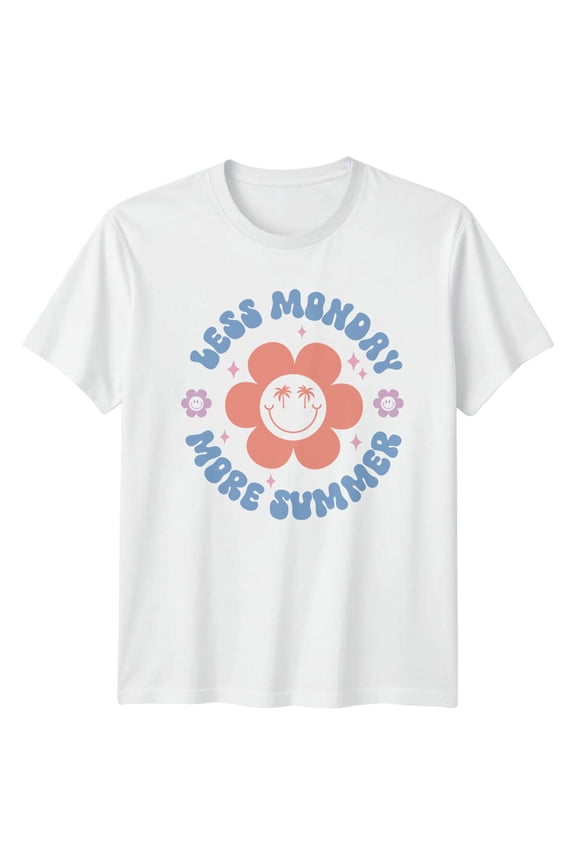 Less Monday More Summer Beach Flower Graphic T-Shirt