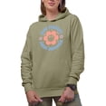 thumbnail image 1 of Less Monday, More Summer, Retro Smiling Face Flower & Palm Trees Art Merch Gift, Sand Hooded Sweatshirt or Hoodie, XL, 1 of 5