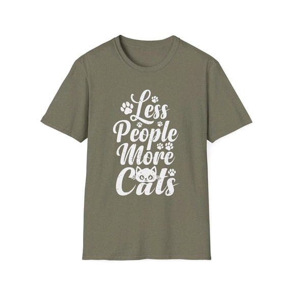 Less People More Cats - Cute Cat Lover Saying with Paw Prints T-Shirt