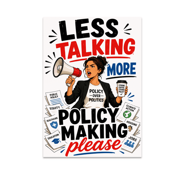 Less Talking More Policy Making Please - Community Engagement Art - 13x19 Poster Print