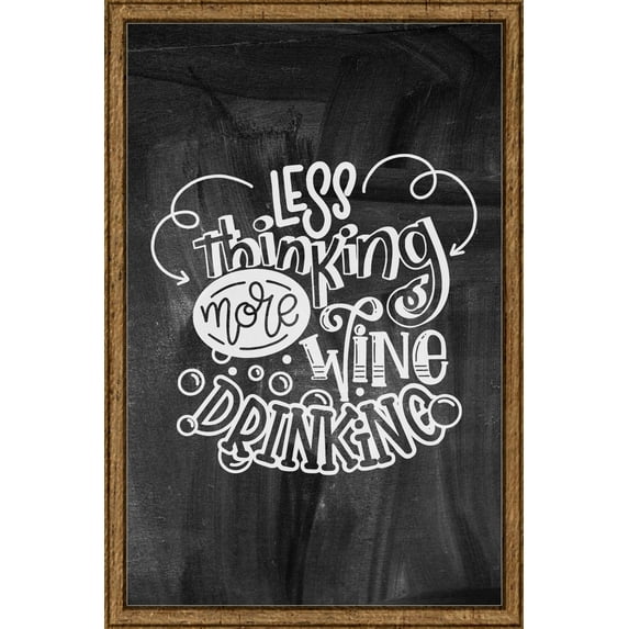 Less Thinking More Wine Drinking Funny Wine Lovers Mantra Tin Sign Chalk Board Wall Art Decor Funny Gift 12 x 18 Inch