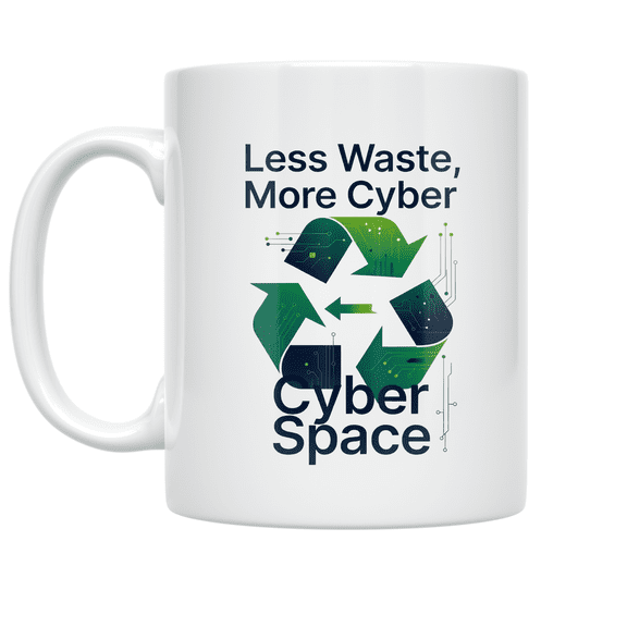 Less Waste More Cyber Space - Eco-Tech Living Enthusiast - 11 oz Ceramic Coffee Mug