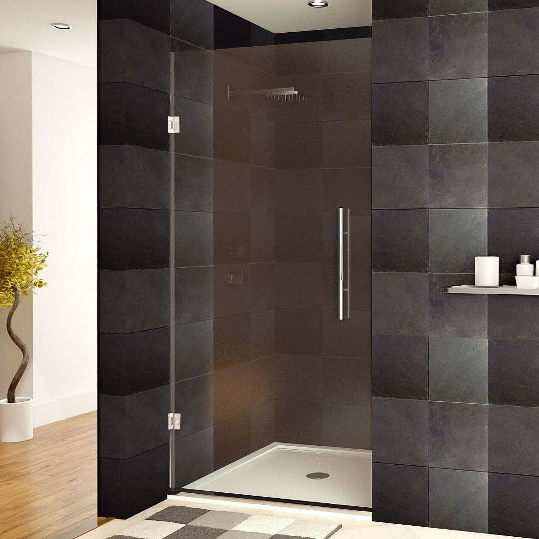 Frameless Clear Glass Chrome Finish Swing Shower Door, 30" x 72"