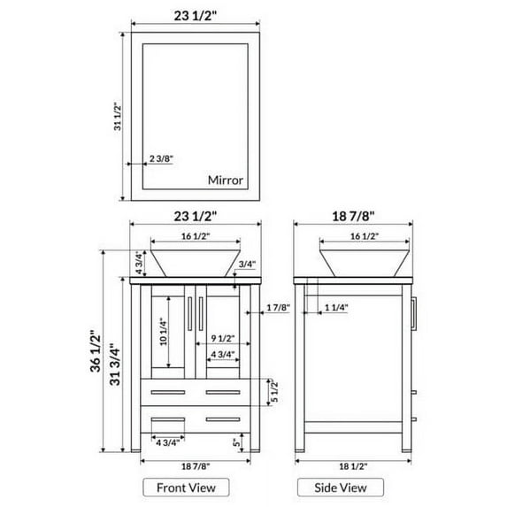 LessCare Modern 24'' Single Bathroom Vanity Set with Mirror