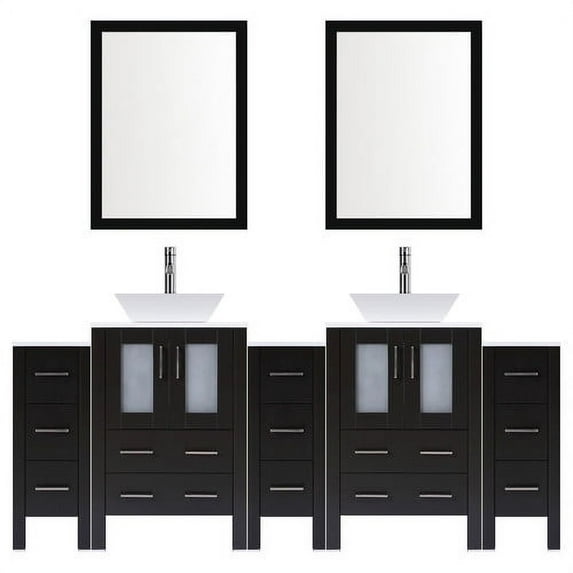 LessCare Modern 84'' Double Bathroom Vanity Set with Mirror