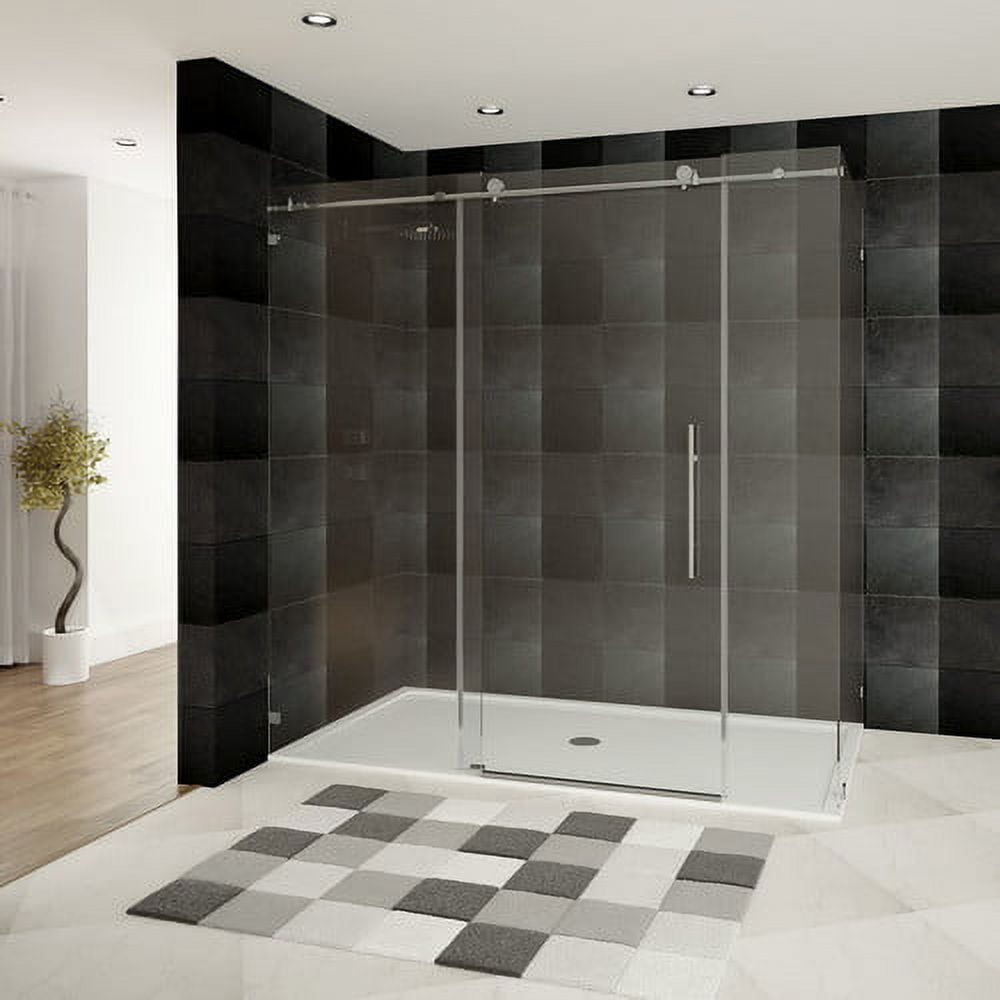 Ultra-C Frameless Clear Glass Sliding Shower Door with Brushed Nickel Hardware