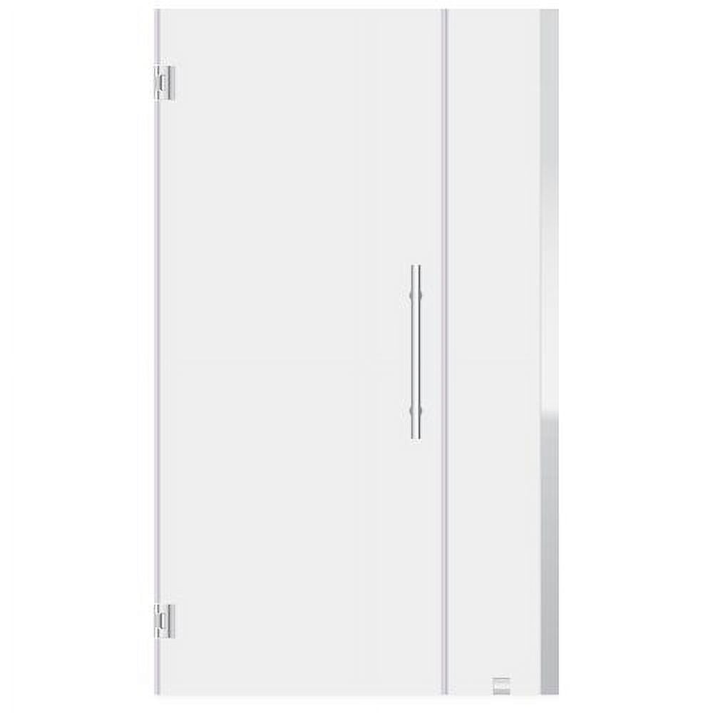 Chrome Frameless Glass Swing-Out Shower Door with Stationary Panel