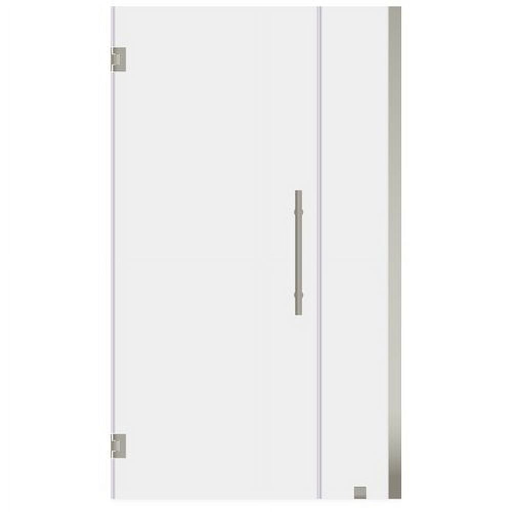 Brushed Nickel Frameless Glass Swing-Out Shower Door with Stationary Panel