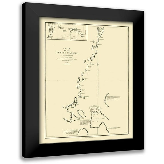 Lesseps 15x18 Black Modern Framed Museum Art Print Titled - Asia Kurile Islands Russia - Lesseps 1788