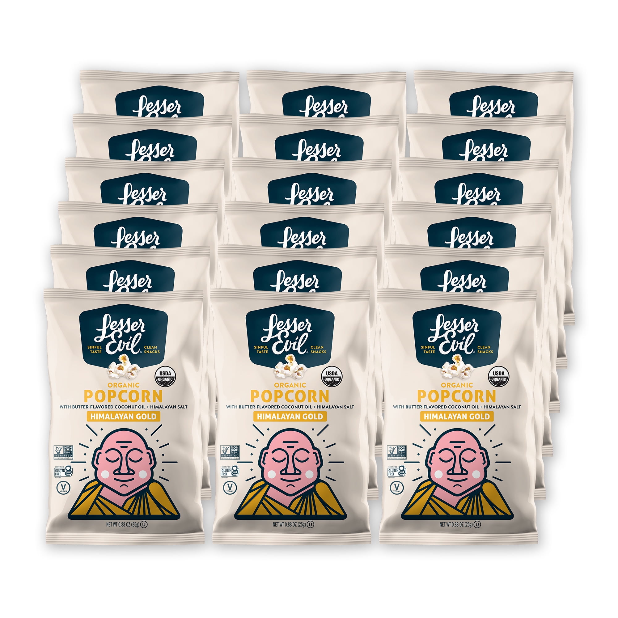 Lesser Evil Buddha Bowl Popcorn, Organic Himalayan Gold, 0.88 Oz, 18 Ct