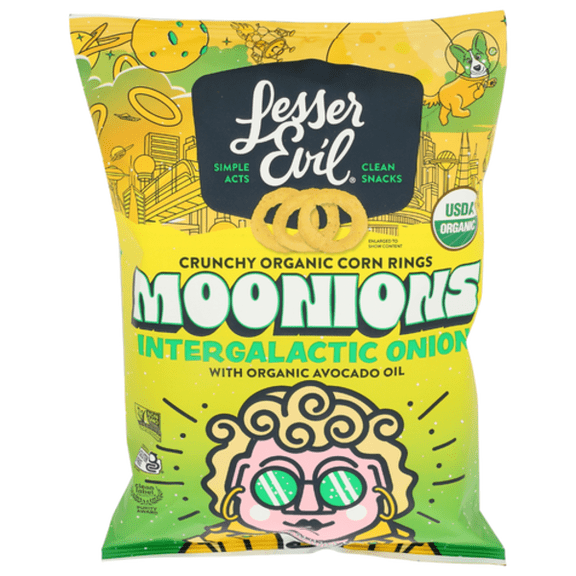 Lesser Evil Organic Crunchy Moonions 6 oz - Pack of 2