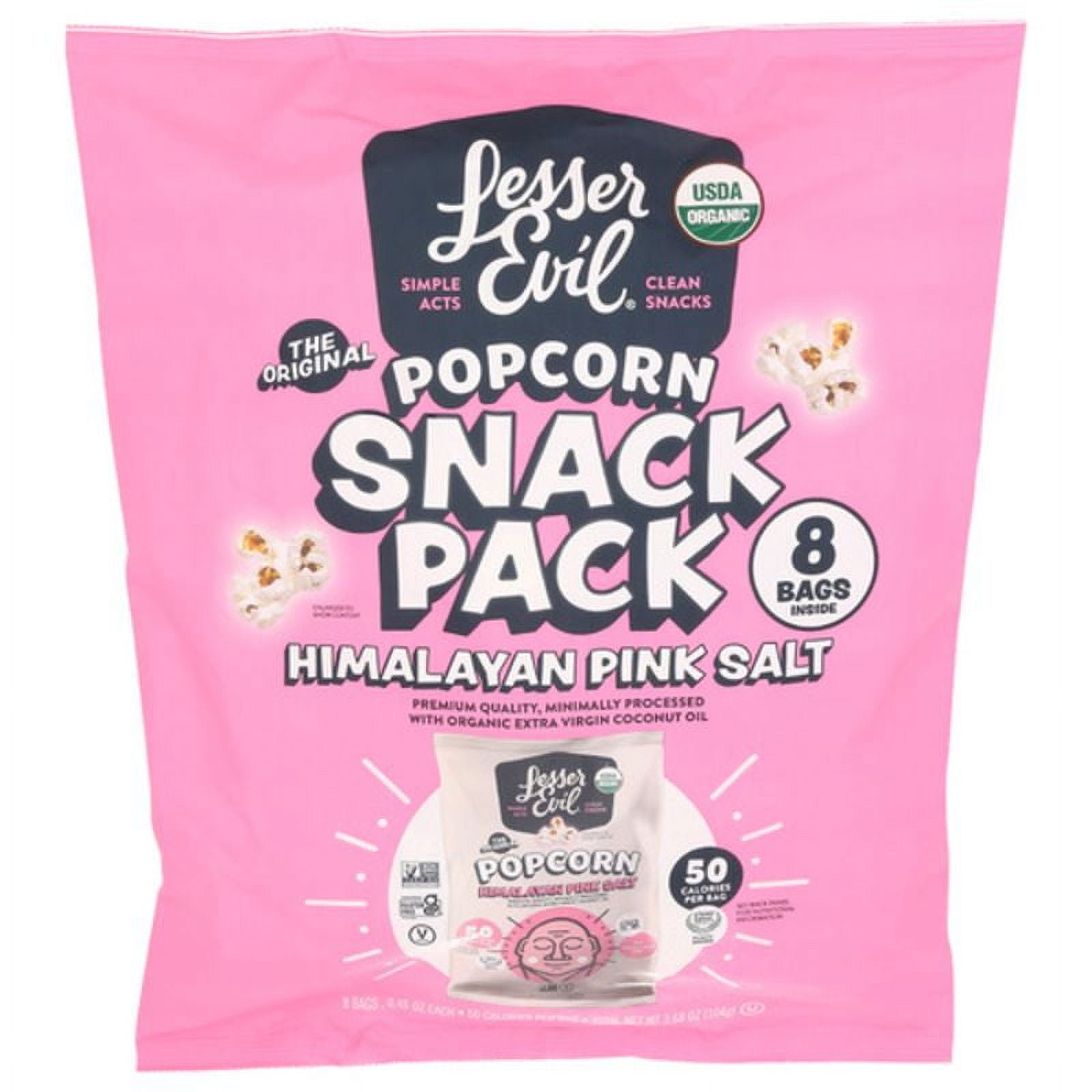 Lesser Evil Organic Himalayan Pink Salt 8 Pack Popcorn 8 ct Pack of 2