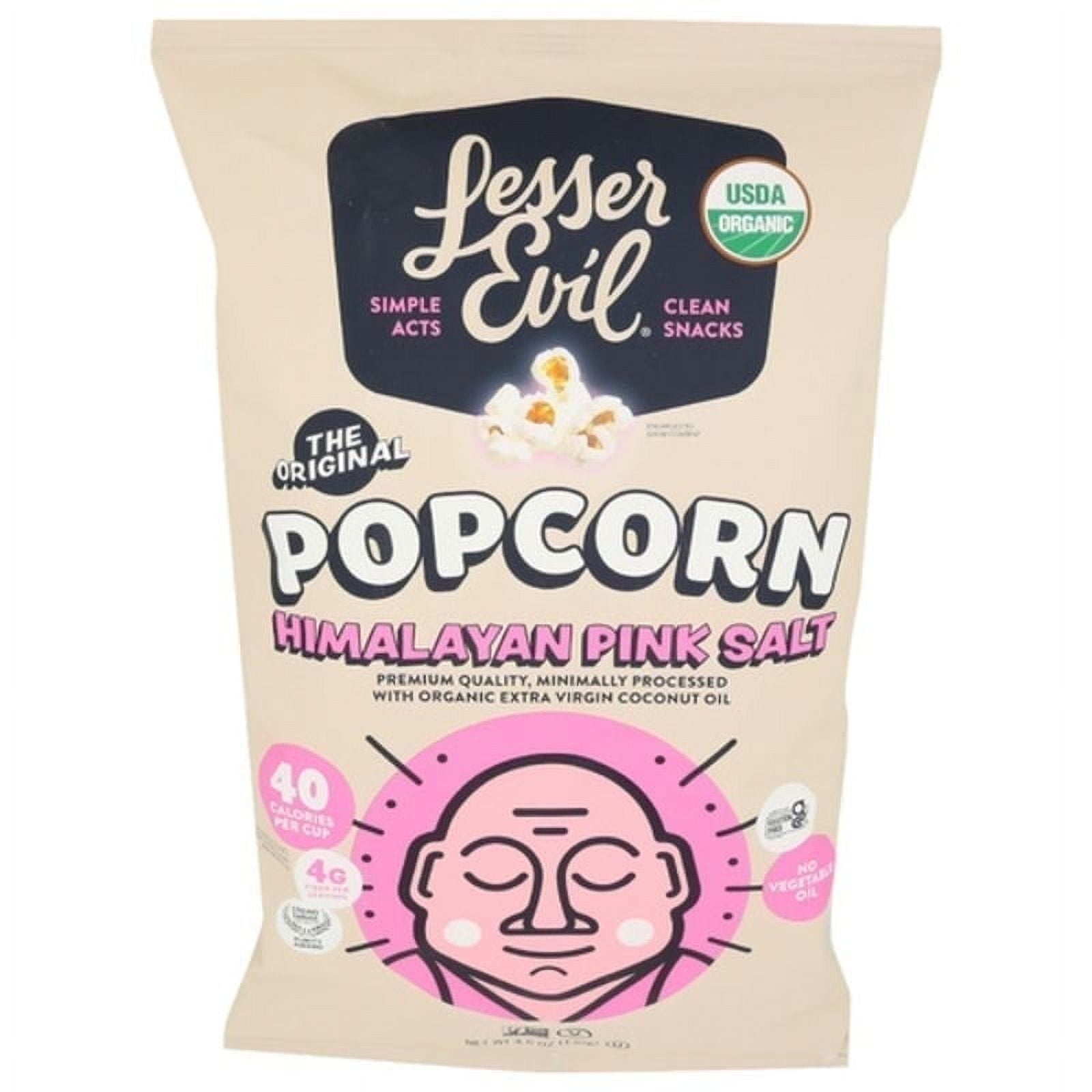 Lesser Evil Organic Himalayan Pink Salt Popcorn 4.6 oz Pack of 2