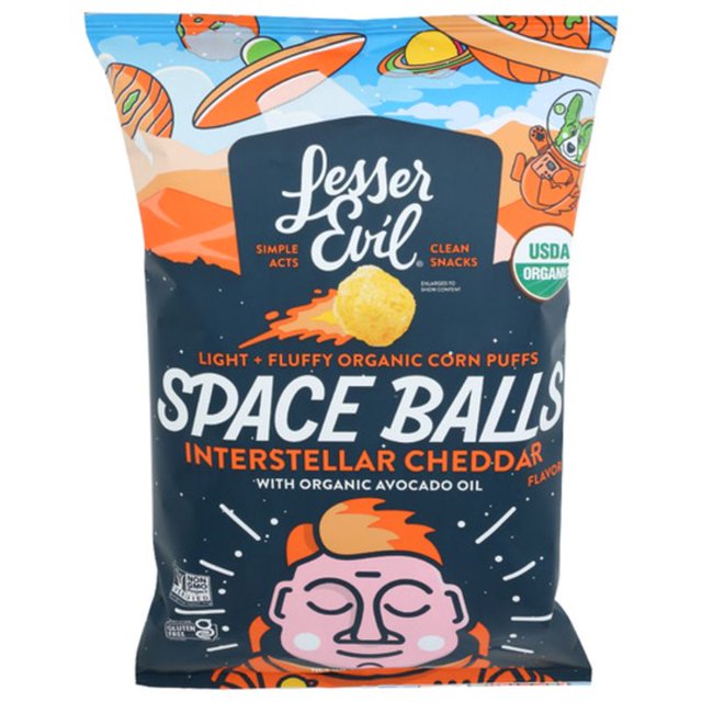 Lesser Evil Organic Interstellar Cheddar Space Balls 5 oz Pack of 3
