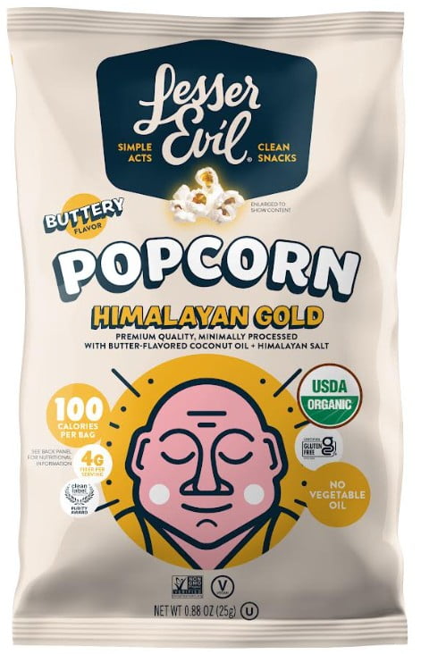 Lesserevil, Organic Popcorn, Himalayan Gold, Gluten-Free, 0.88oz