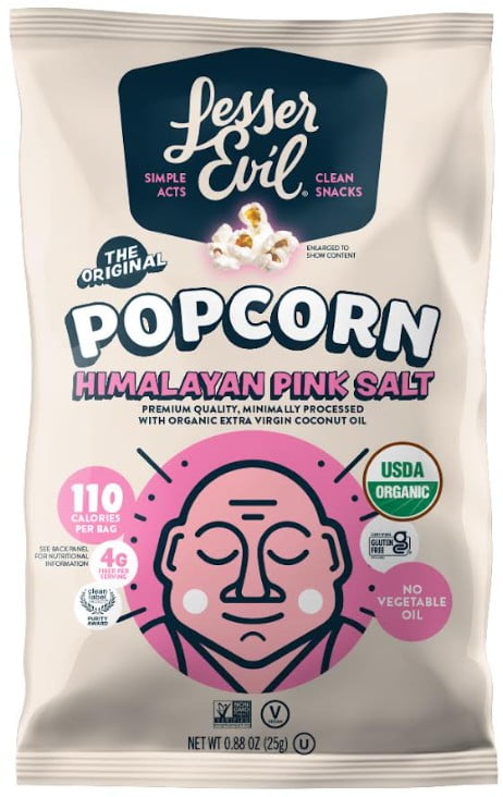 LesserEvil Organic Popcorn, Himalayan Pink, Glutten-Free, 0.88 oz
