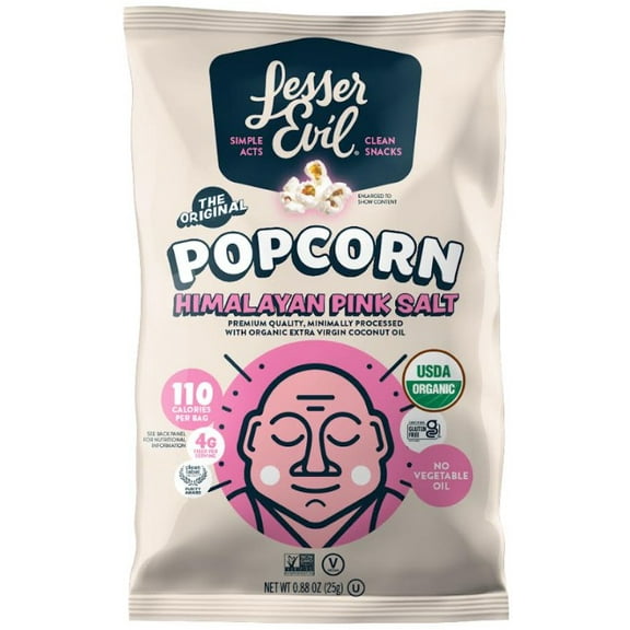 LesserEvil Organic Popcorn, Himalayan Pink, Glutten-Free, 0.88 oz
