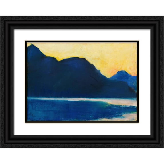 Lesser Ury 14x11 Black Ornate Wood Framed Double Matted Museum Art Print Titled: Lake Garda (1890)