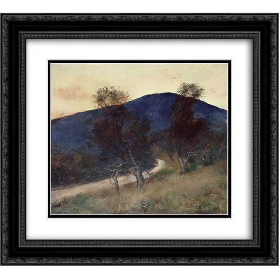 Lesser Ury 2x Matted 24x20 Black Ornate Framed Art Print 'Der blaue Berg'