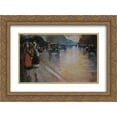 thumbnail image 1 of Lesser Ury 2x Matted 24x20 Gold Ornate Framed Art Print 'Berliner Strasse mit Droschken in Regen', 1 of 2