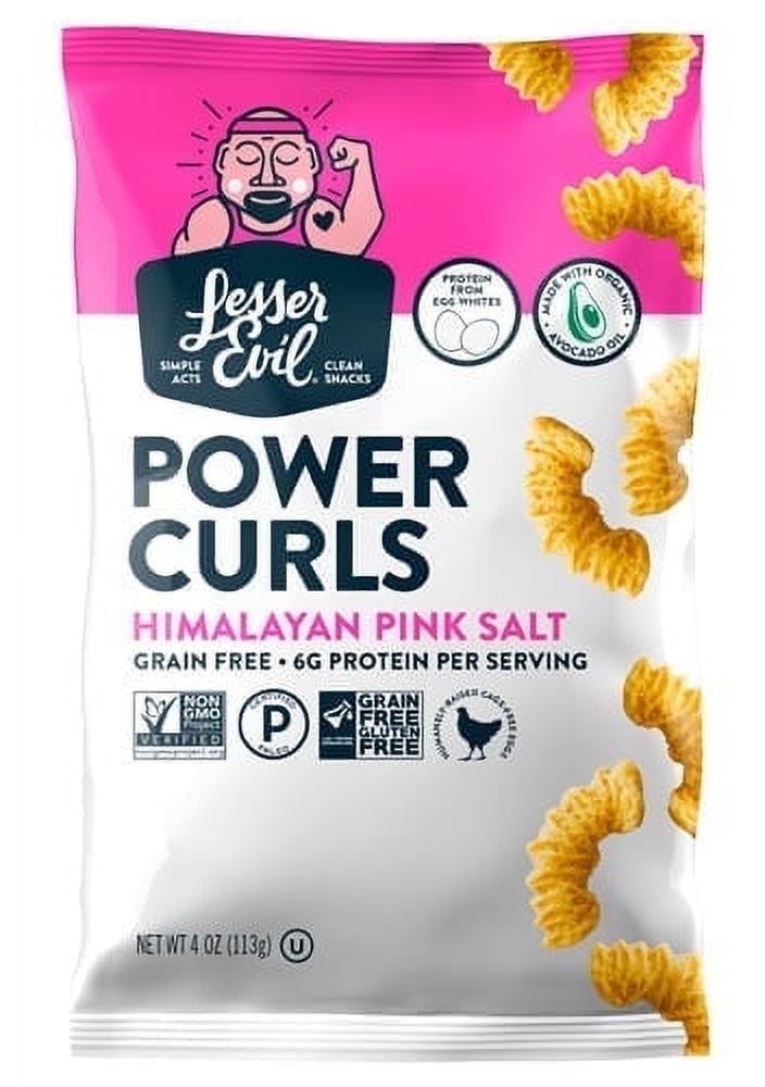 LesserEvil Egg White Curls Himalayan Pink Salt 4 oz Pack of 4