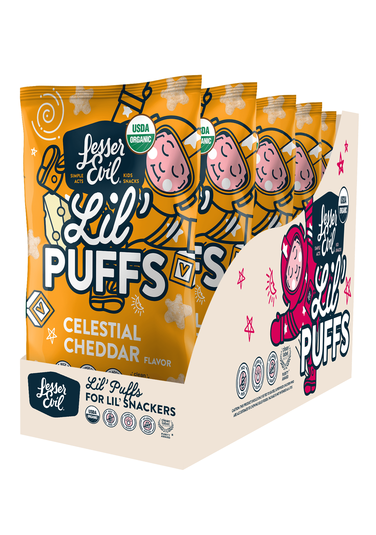 LesserEvil Lil' Puffs Organic Baby Snacks for Toddlers, Celestial
