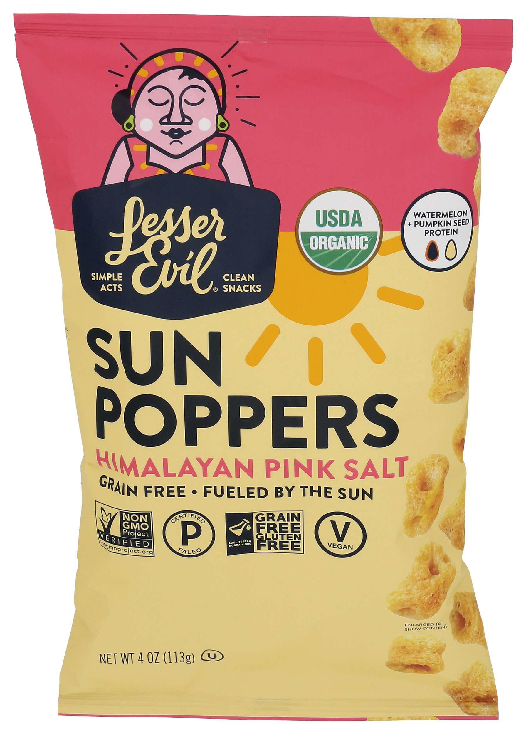 LesserEvil Organic Himalayan Pink HP29 Salt Sun Poppers, 4 OZ