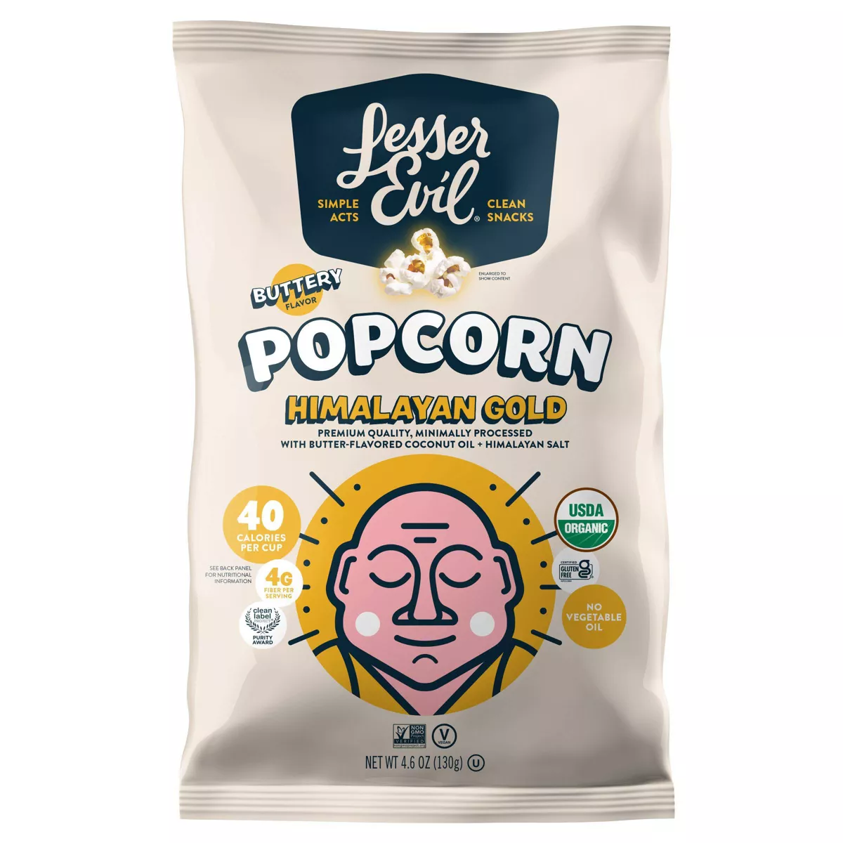 LesserEvil Organic Popcorn Himalayan Gold - 4.6oz