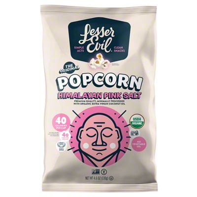 Pack of 2 - Lesser Evil Organic Popcorn Himalayan Pink Salt, 4.6 oz