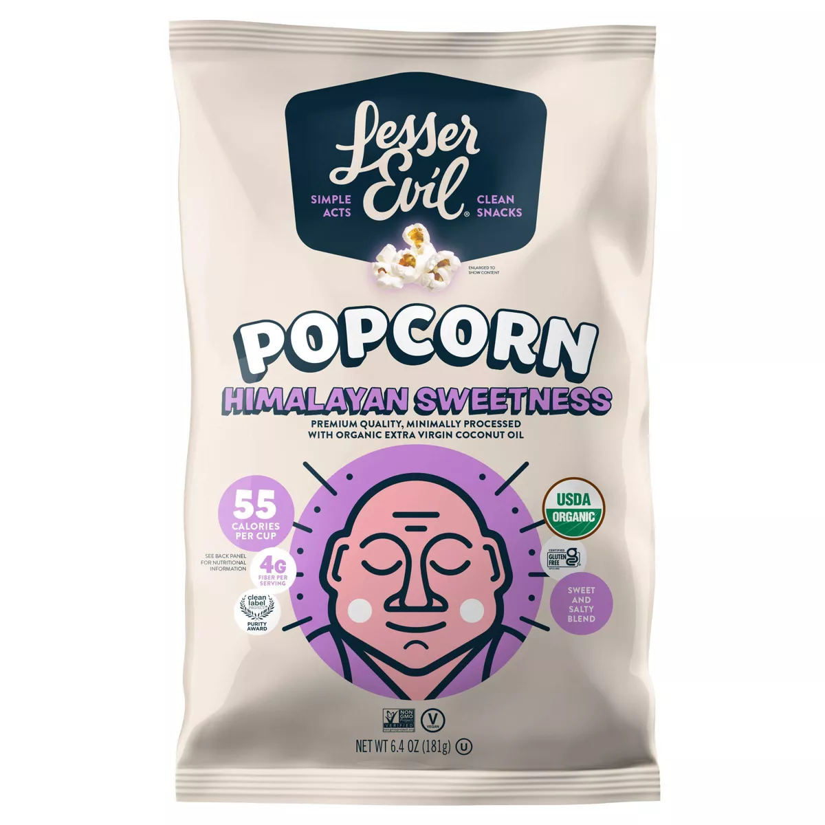 LesserEvil Organic Popcorn Himalayan Sweetness - 6.4oz