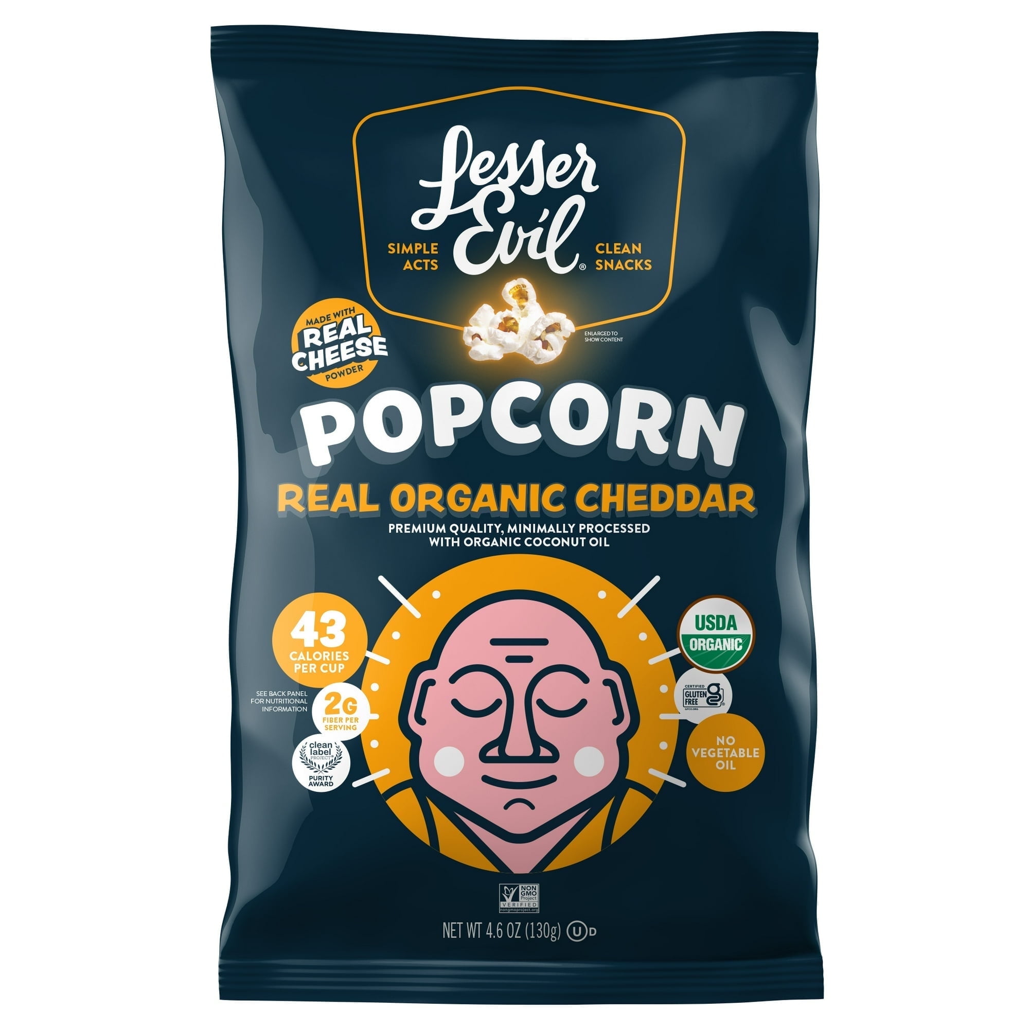 LesserEvil, Organic Popcorn, Non-GMO, Real Organic Cheddar - 4.6oz