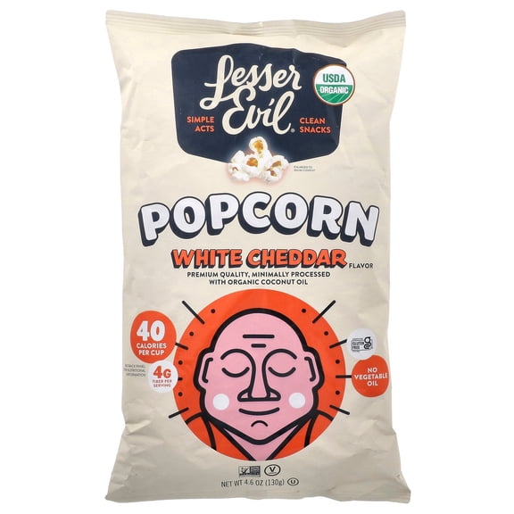 LesserEvil, Organic Popcorn, White Cheddar