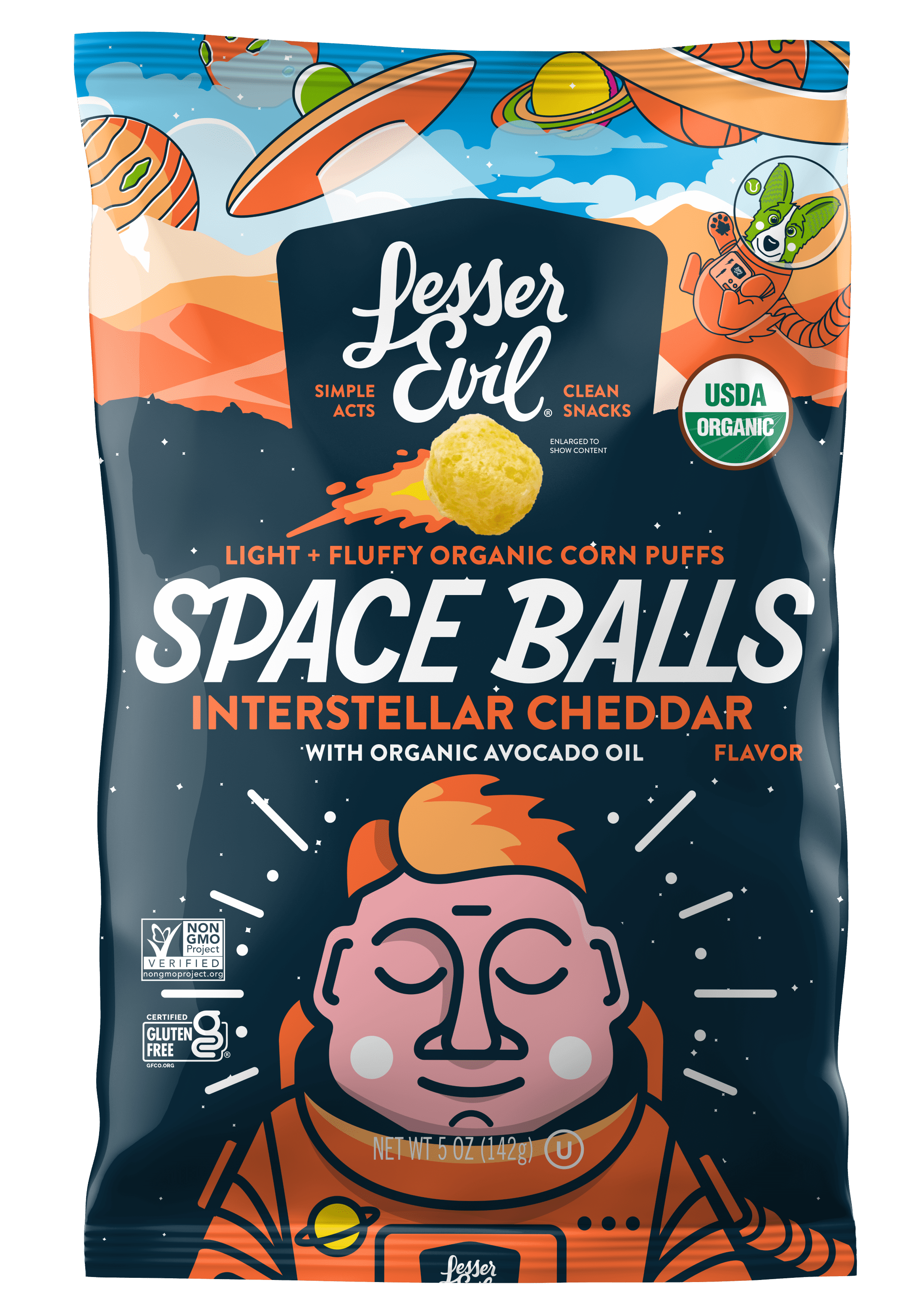 LesserEvil Space Balls, Interstellar Cheddar, 5 oz Walmart