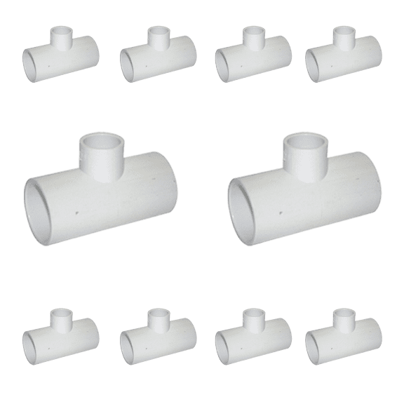 Lesso America 401-101 (10 Pack), Plumbing, PVC Pipe Fitting, Reducing Tee, SCH40, 3/4×3/4×1/2"