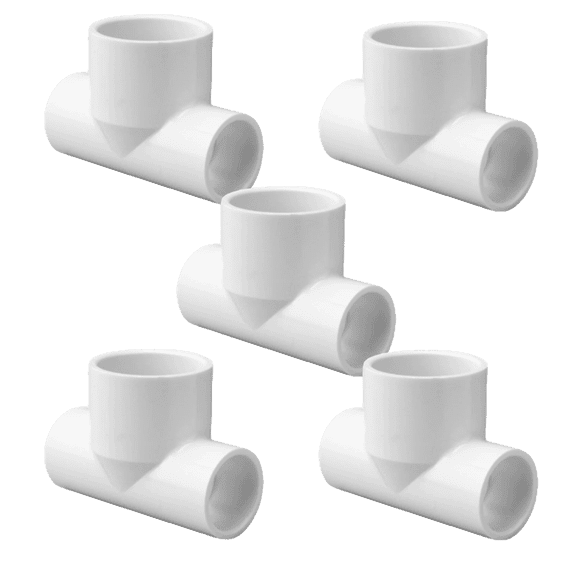 Lesso America 401-169 (5 Pack), Plumbing, PVC Pipe Fitting, Reducing Tee, SCH40, 1-1/4×1-1/4×1-1/2"