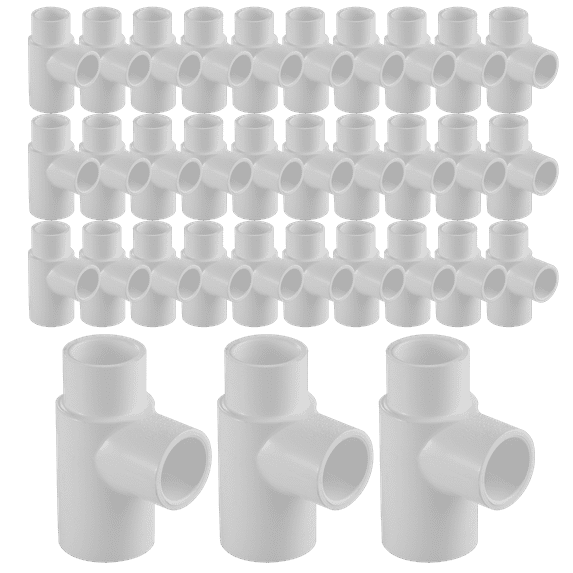 Lesso America 401-202 (100 Pack), Plumbing, PVC Pipe Fitting, Reducing Tee, SCH40, 1-1/2×1-1/4×1"