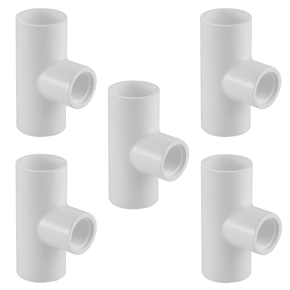 Lesso America 402-071 (5 Pack), Plumbing, PVC Pipe Fitting, Reducing Tee, SCH40, 1/2×1/2×1/8"