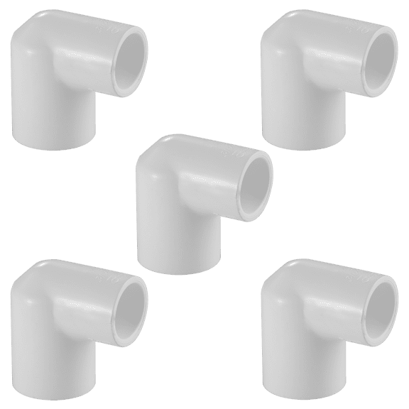 Lesso America 406-130 (5 Pack), Plumbing, PVC Pipe Fitting,90°Reducing Elbow, SCH40,1×1/2"