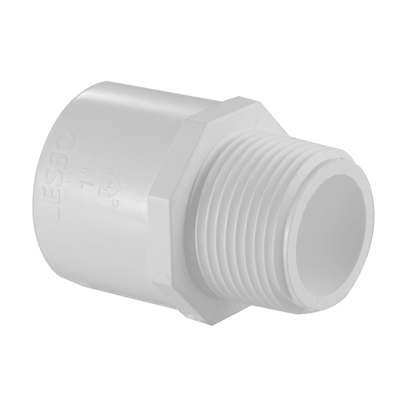 Lesso America 436-003 (5 Pack) PVC Pipe Fitting ,Male Adapter, Schedule 40, White, 3/8" (MIPT × SOC)
