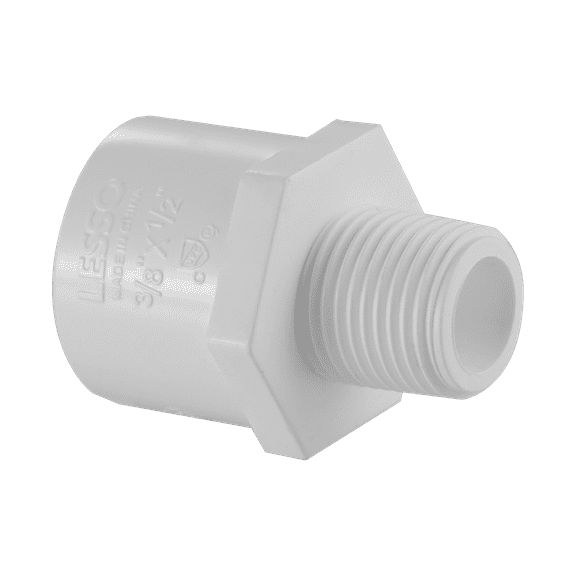 Lesso America 436-074 (5 Pack), Plumbing, PVC Pipe Fitting ,Reducing Male Adapter, SCH40, 1/2×3/4"