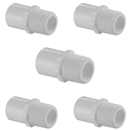 Lesso America 461-005 (5 Pack), Plumbing, PVC Pipe Fitting,Male Adapter (take off), SCH40, 1/2" (SPIG x MIPT)