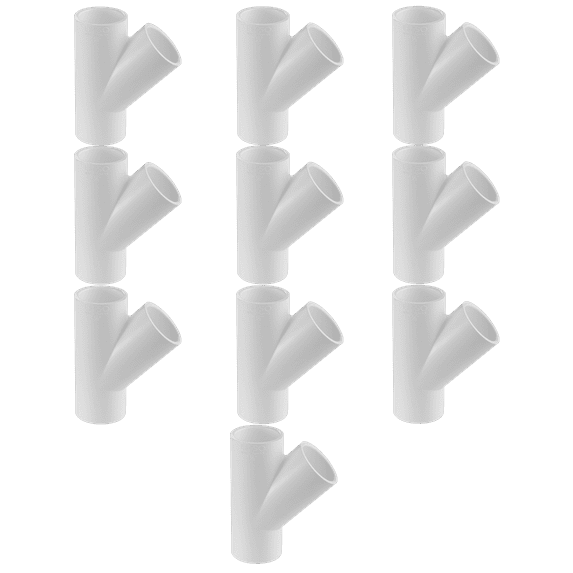 Lesso America 475-010 (10 Pack) PVC Pipe Fitting, Wye , Schedule 40, White, 1" (SOC x SOC x SOC)