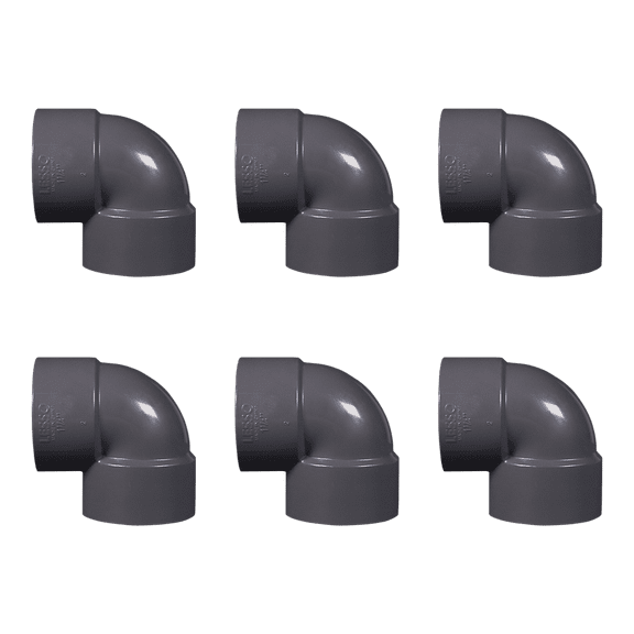 Lesso America 808-025 (6 Pack), Plumbing, PVC Pipe Fitting,90°Ell , SCH80,2-1/2"